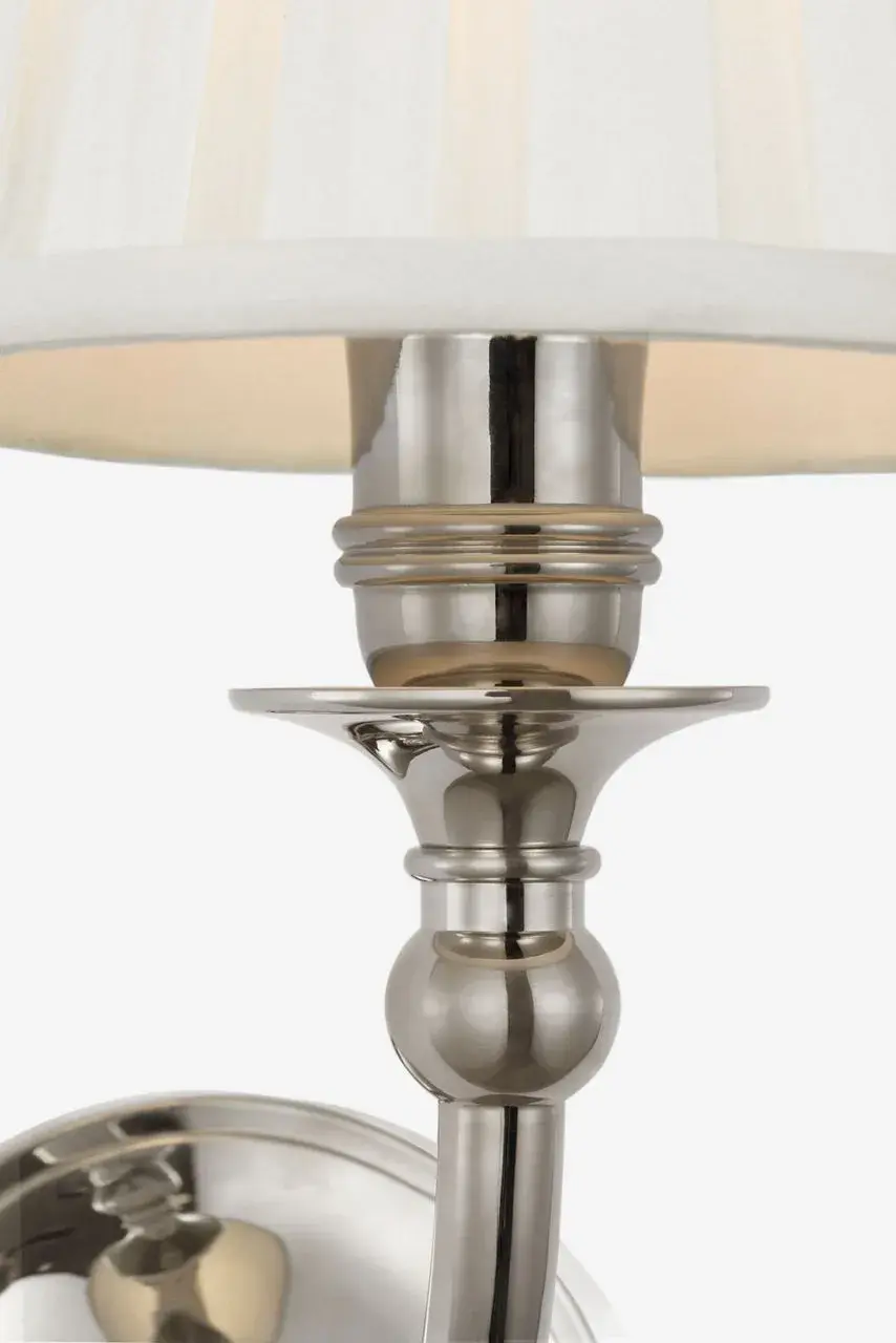 Embers 12" Single Sconce in Butler's Silver with Silk Box Pleat Shade - Image 3