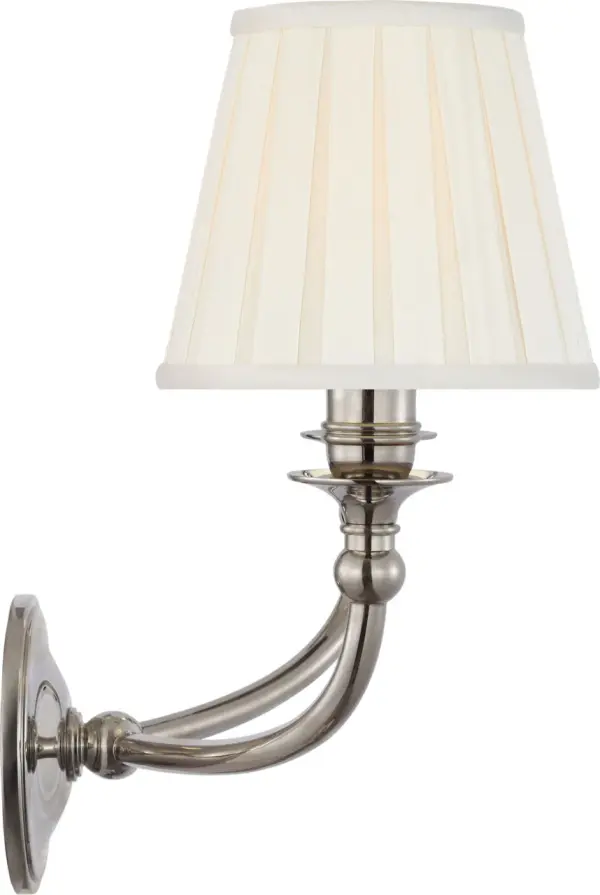 Embers 12" Double Sconce in Butler's Silver with Silk Box Pleat Shades - Image 3