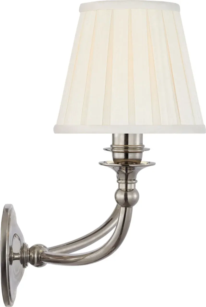 Embers 12" Double Sconce in Butler's Silver with Silk Box Pleat Shades - Image 3