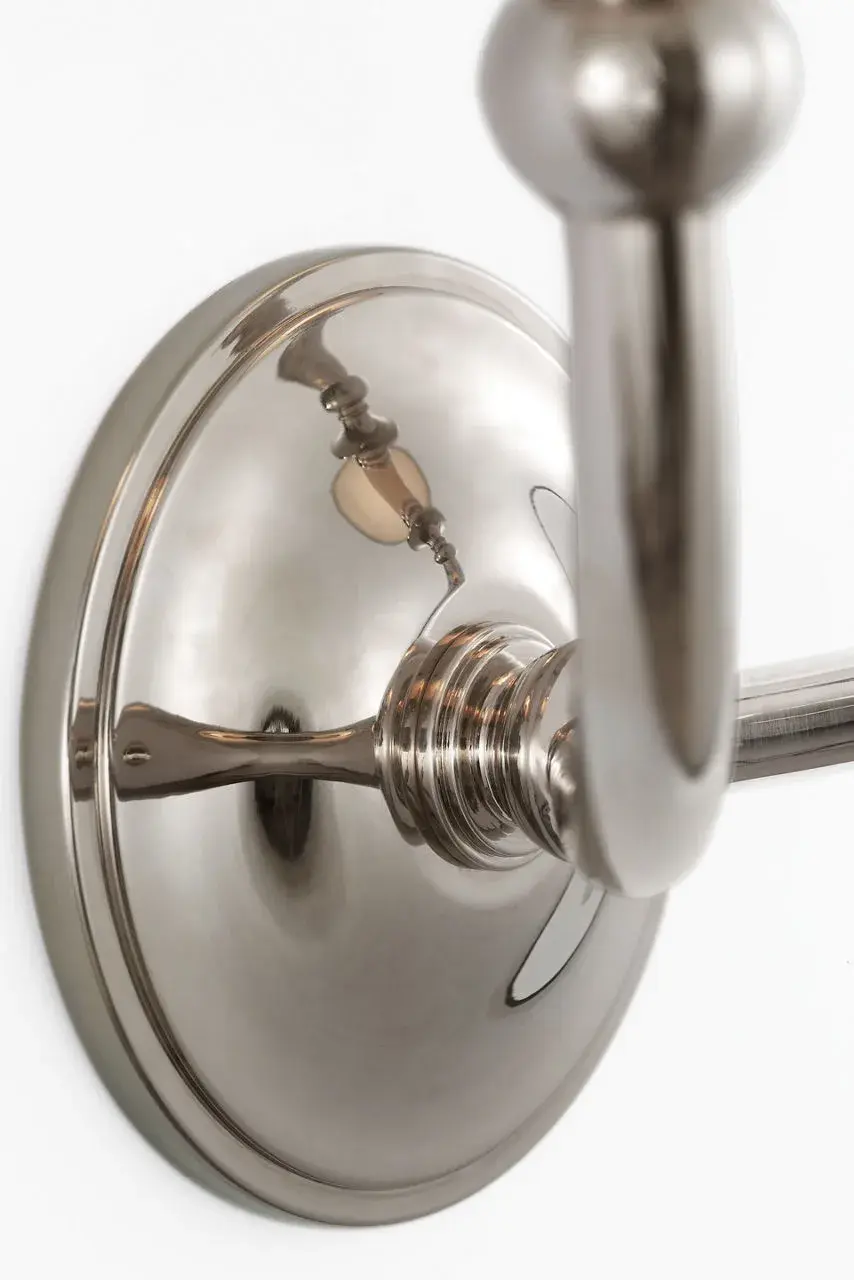 Embers 12" Double Sconce in Butler's Silver with Silk Box Pleat Shades - Image 4