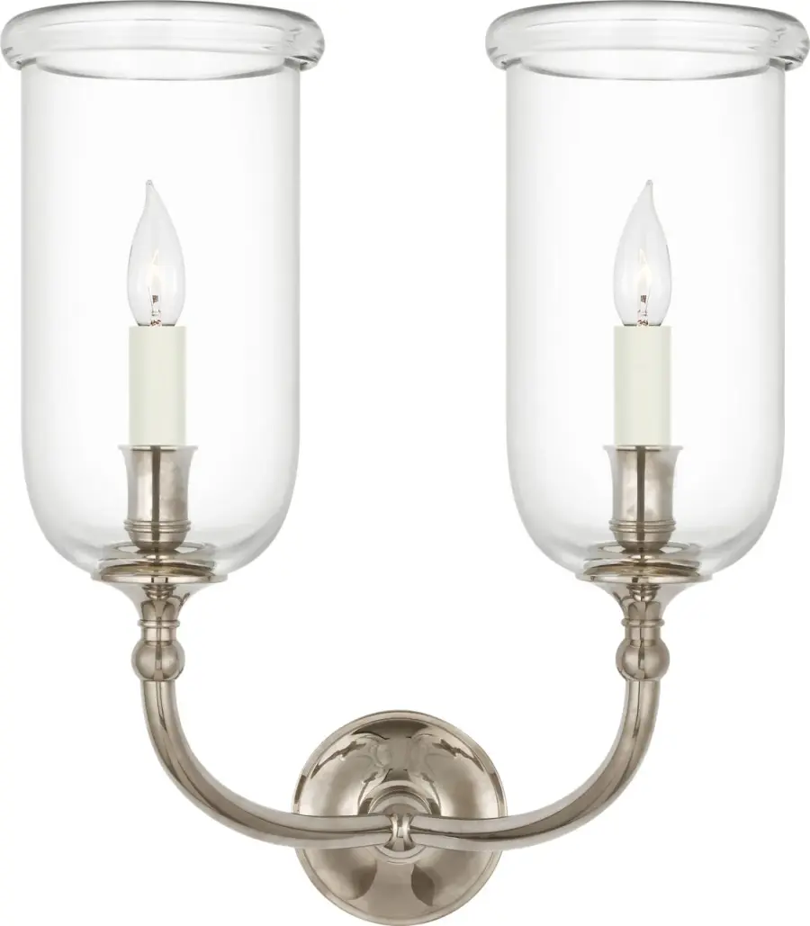Embers 20" Double Hurricane Sconce in Butler's Silver - Image 1