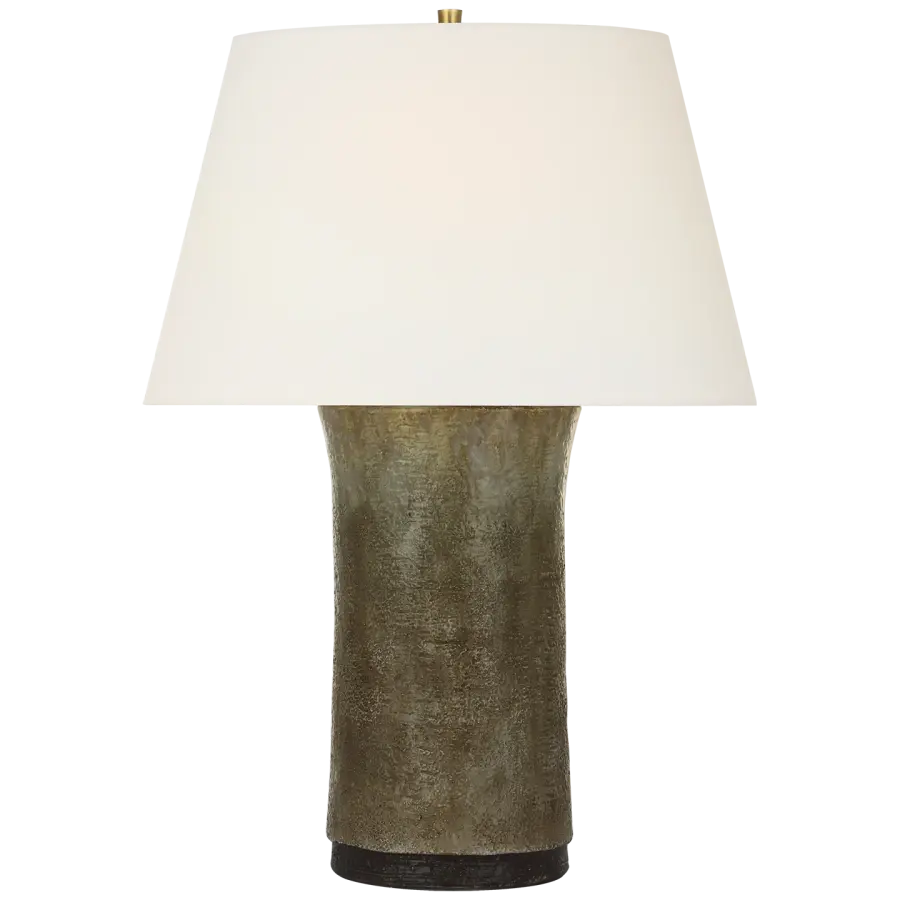 Artisanal Ceramic Table Lamp with Warm Tobacco Finish - Image 1
