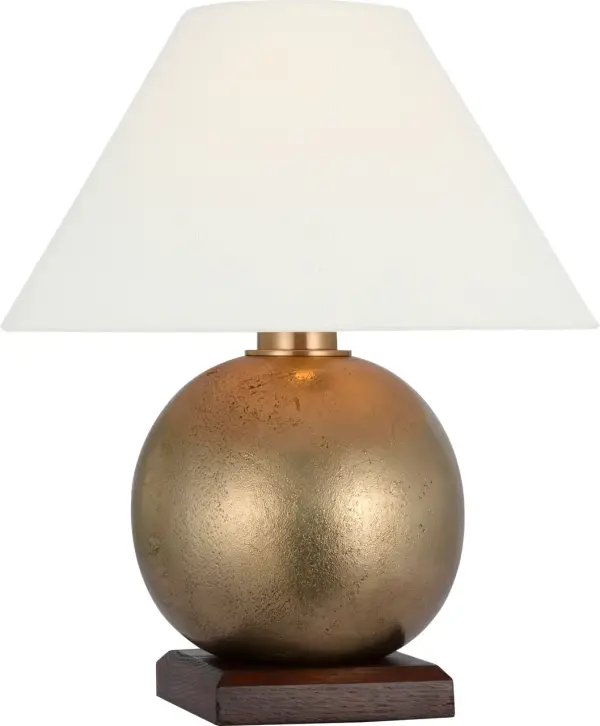 The Hardwick accent lamp combines museum-quality brass with natural rift oak for a refined, organic aesthetic. At 12 inches, it's perfectly scaled for intimate spaces while the linen shade provides soft, ambient lighting. - alternate view