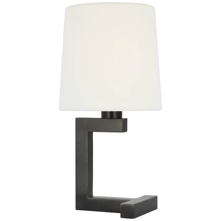 Elegant Bronze Accent Lamp with Classic Linen Shade - Image 1