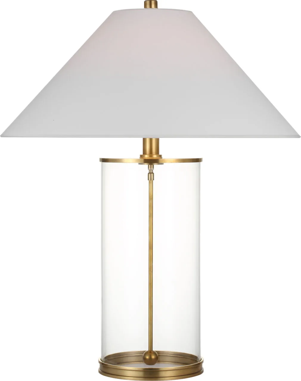 Modern Cordless Table Lamp in Natural Brass with Linen Shade
