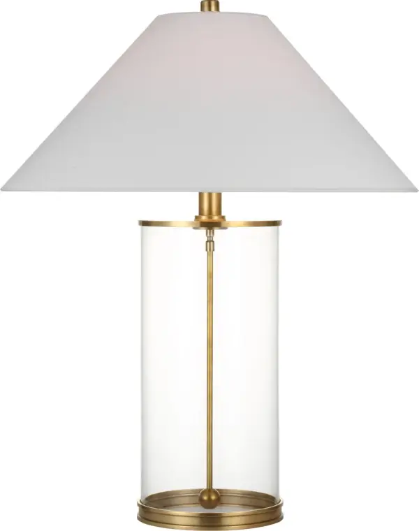 This sophisticated cordless table lamp combines the warmth of natural brass with the convenience of portable lighting. The linen shade provides soft, diffused illumination perfect for any room requiring flexible lighting solutions.