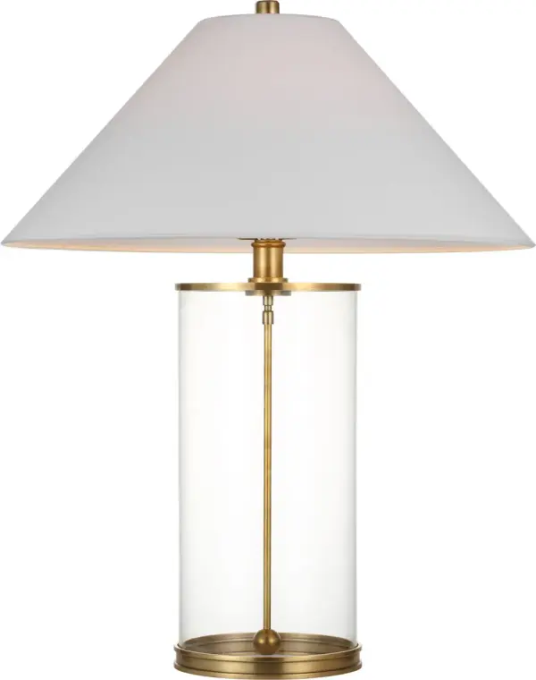 Modern Cordless Table Lamp in Natural Brass with Linen Shade - Image 3