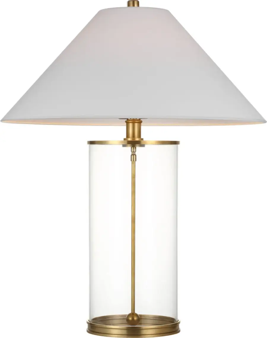 Modern Cordless Table Lamp in Natural Brass with Linen Shade - Image 3