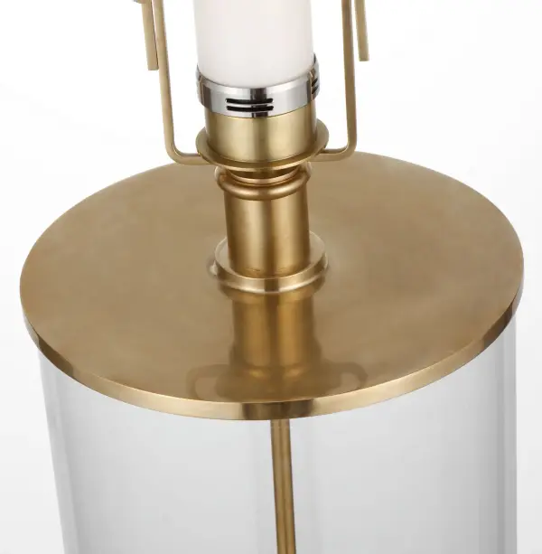 Modern Cordless Table Lamp in Natural Brass with Linen Shade - Image 6