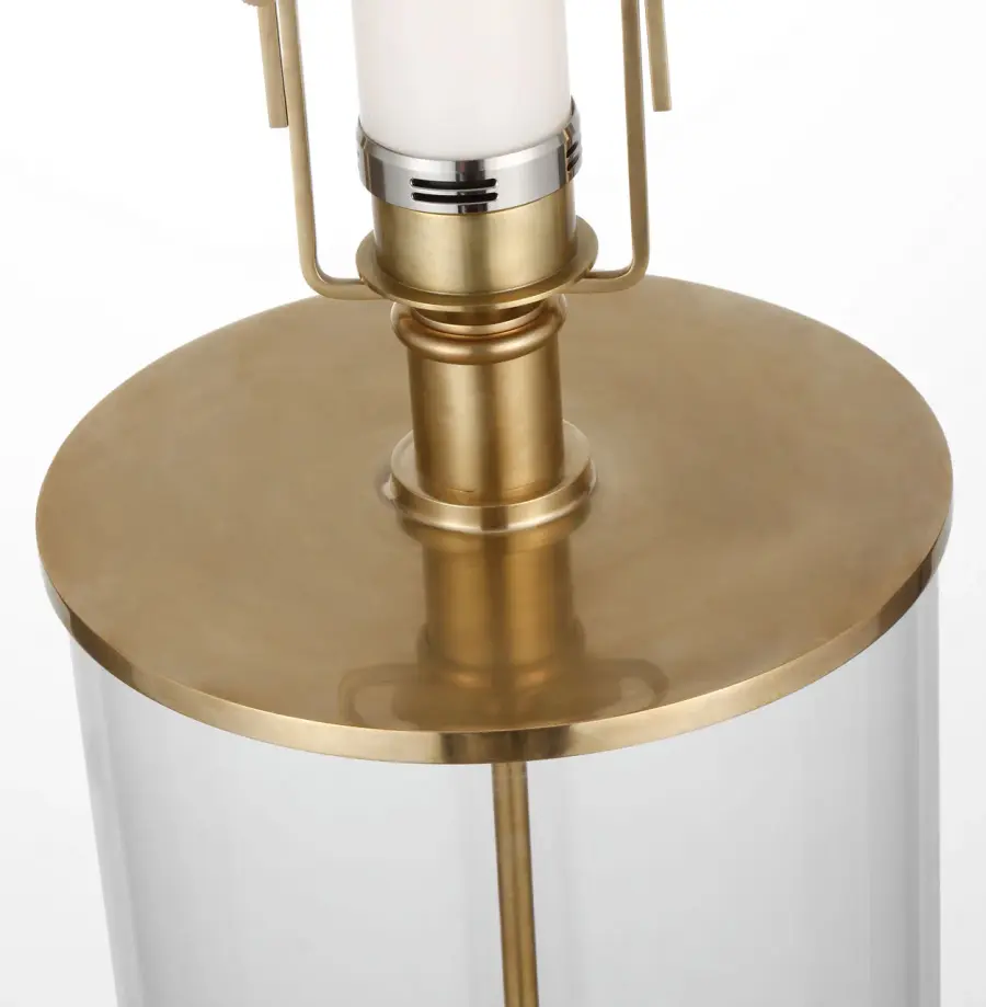 Modern Cordless Table Lamp in Natural Brass with Linen Shade - Image 6