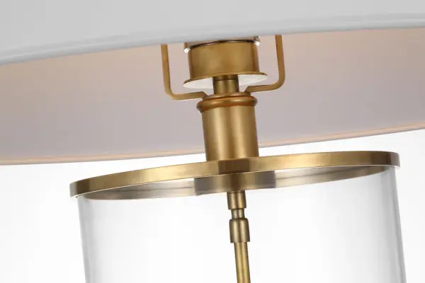 Modern Cordless Table Lamp in Natural Brass with Linen Shade - Image 8