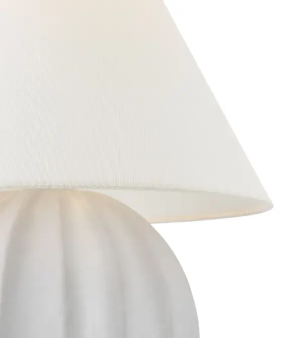 The Barden table lamp combines timeless design with a soft Chantilly finish and natural linen shade. At 18" tall, it's perfectly scaled for bedside tables, desks, and accent surfaces throughout the home. - alternate view