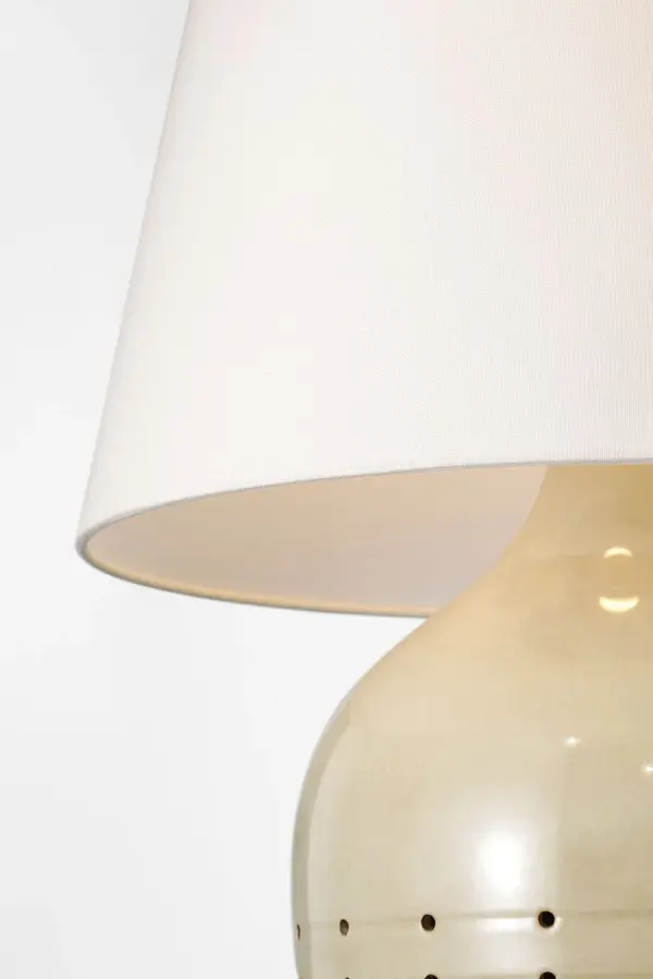 Halifax 28" Cordless Pierced Ceramic Table Lamp in Coconut with Linen Shade - Image 3