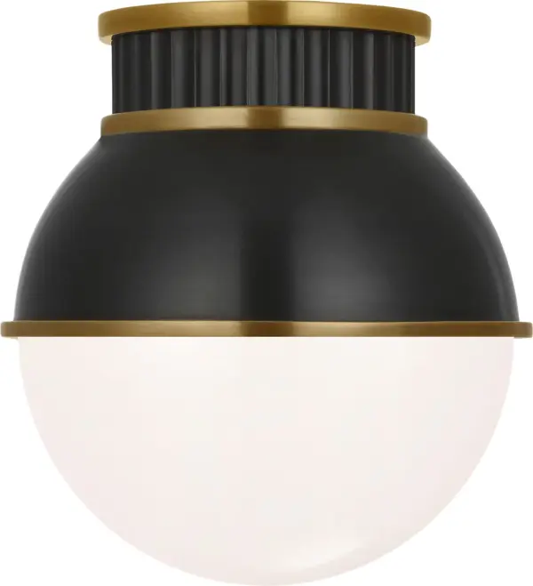 The Cavill 8" Flush Mount combines bronze and natural brass finishes with white glass for a refined, space-saving lighting solution. Perfect for rooms with lower ceilings or tight spaces requiring quality illumination. - alternate view
