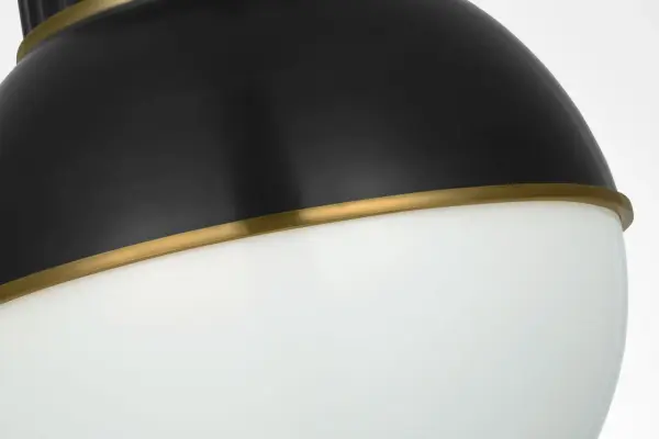 The Cavill combines bronze and natural brass finishes with white glass for a refined, compact ceiling fixture. Its 12-inch profile makes it ideal for spaces with lower ceilings or smaller rooms requiring elegant illumination. - alternate view