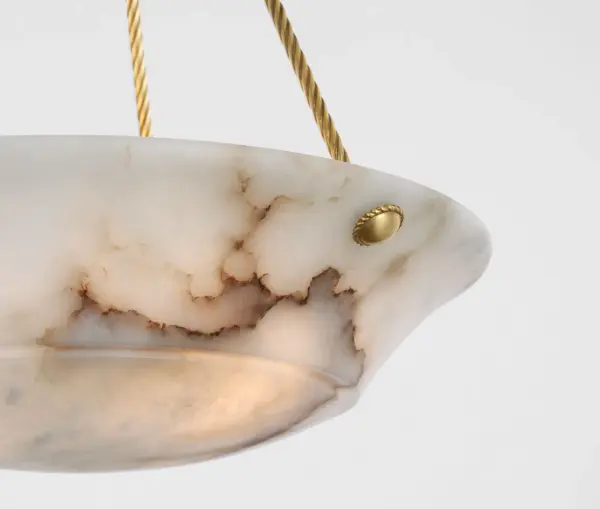 Elegant Bowl Chandelier with Warm Alabaster Glow - Image 4