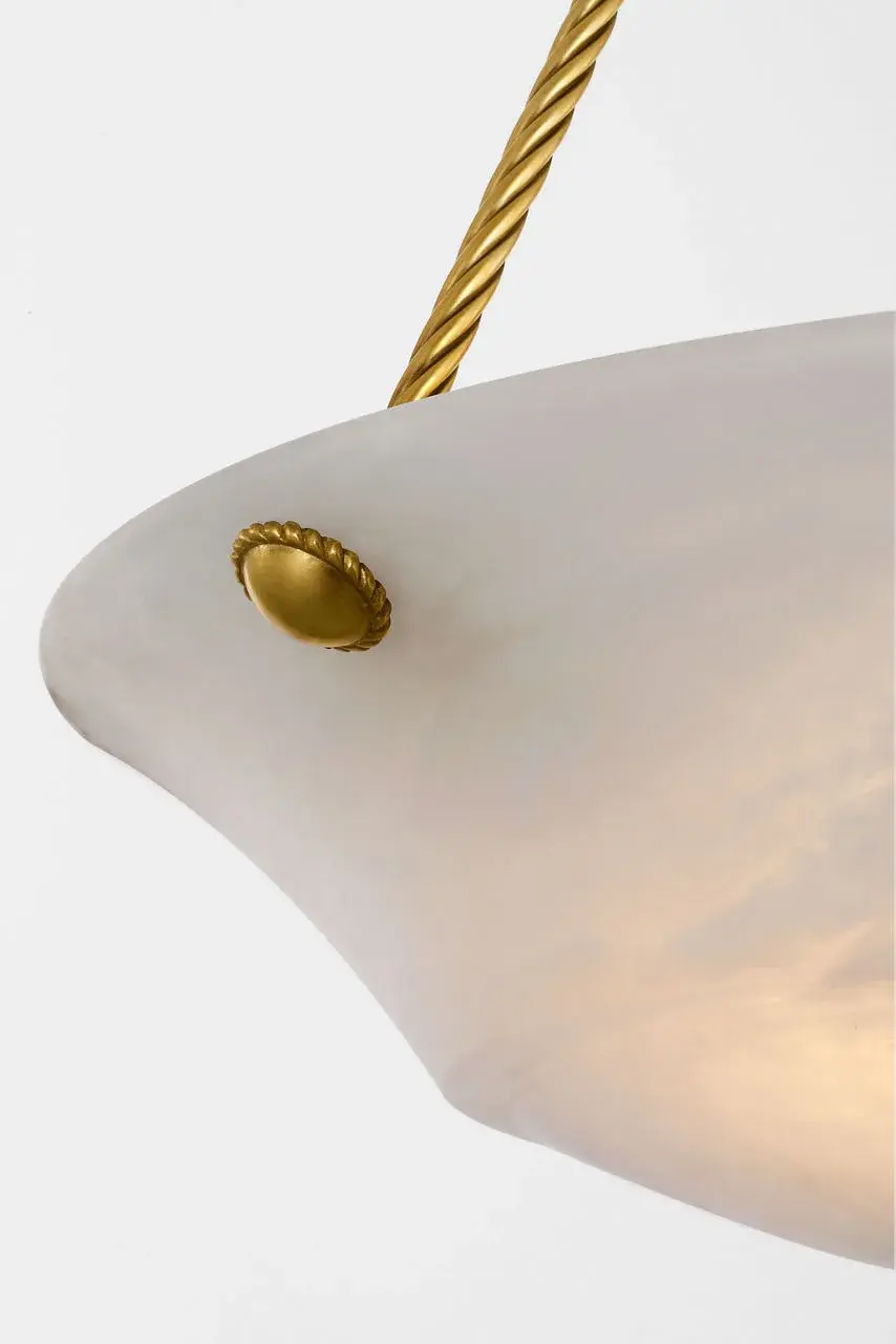 Elegant Bowl Chandelier with Warm Alabaster Glow - Image 5