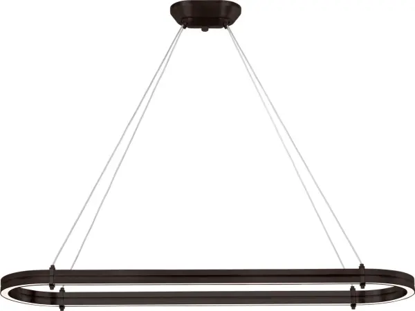 The Paxton 54" Oval Linear Chandelier combines contemporary design with transitional warmth. Its substantial 54-inch oval profile makes a bold statement over large dining tables and kitchen islands while the bronze finish adds timeless elegance.