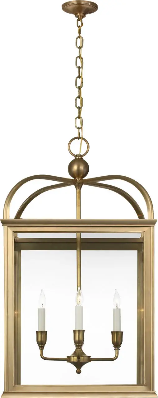 Rhoades 25" Lantern in Natural Brass with Clear Glass - Image 1
