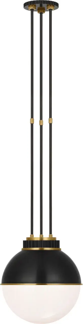 The Cavill pendant combines bronze and natural brass finishes with white glass for a refined, versatile look. Its 12-inch scale makes it perfect for intimate spaces or clustered installations over islands and bars. - alternate view