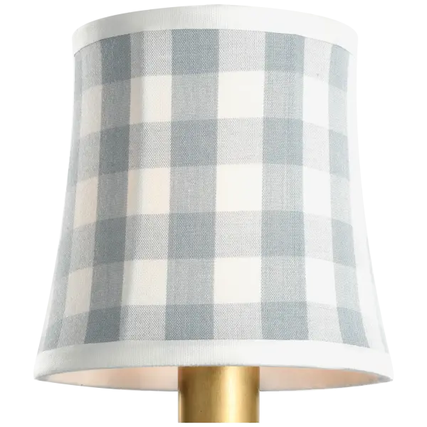 This 5-inch soft empire shade features Schumacher's signature Sky Elton Check pattern, bringing a refined traditional aesthetic with a fresh coastal twist. Perfect for adding personality to table lamps in bedrooms and living spaces.