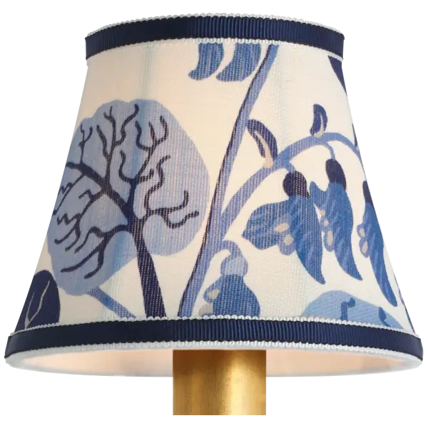 This 5-inch Schumacher shade features a sophisticated marine-inspired butterfly print on quality fabric. The bell empire silhouette offers timeless elegance while the exotic pattern adds coastal charm to any space. - alternate view