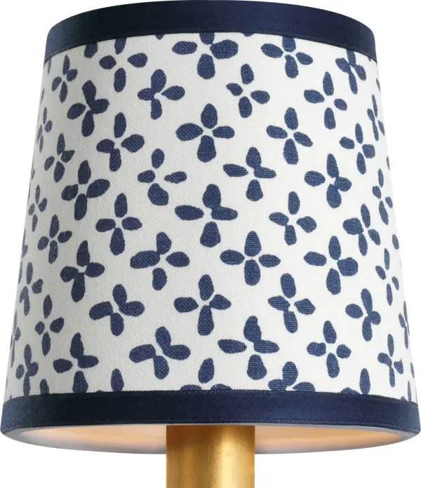 This petite 5-inch empire shade from Schumacher brings refined elegance to any lamp base. The Blue Emerson fabric pattern adds sophisticated visual interest while maintaining versatility across traditional and coastal interiors. - alternate view