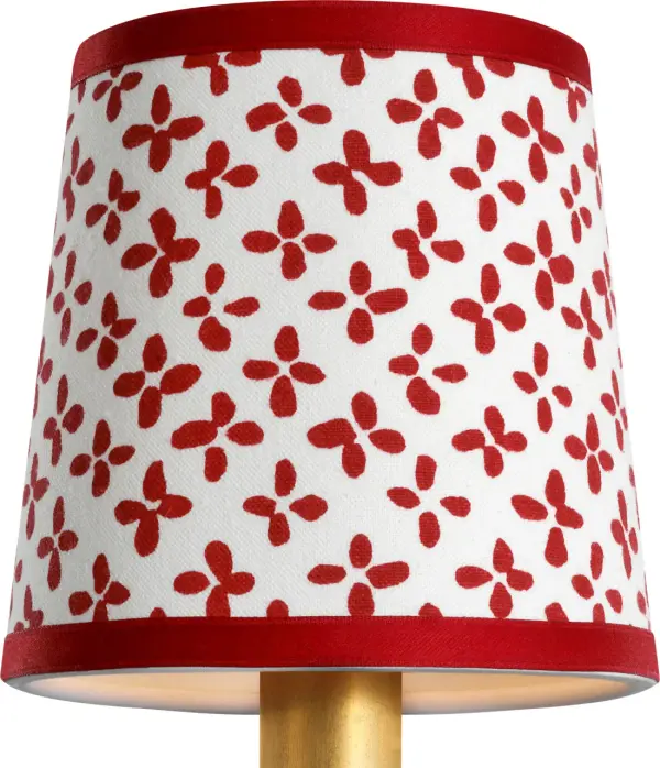 The Schumacher Red Emerson Empire Shade brings sophisticated pattern and color to table and floor lamps. At 5 inches, this petite shade works beautifully on accent lamps and smaller fixtures. - alternate view