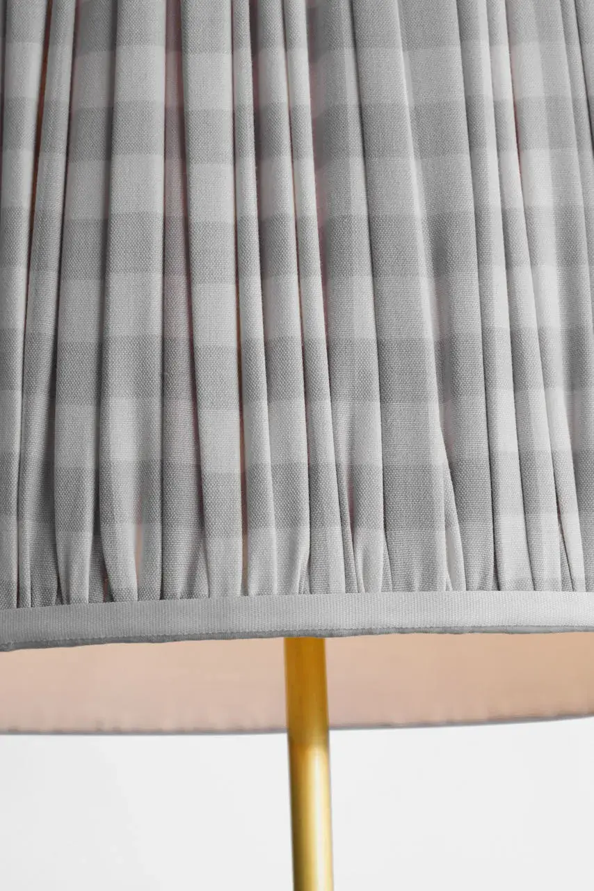 Schumacher 16" Pleated Lilac Elton Check Empire Shade - Image 4