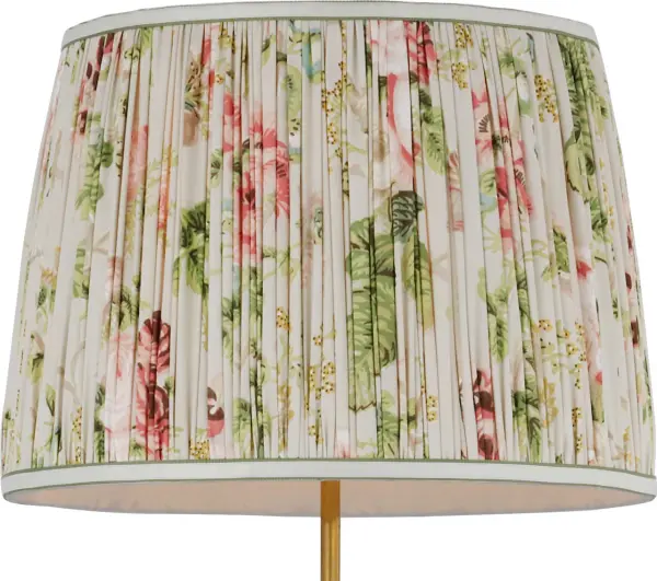 This 16" empire shade features Schumacher's signature Blush Salisbury Chintz fabric with refined pleating. The traditional floral pattern in soft blush tones adds sophisticated charm to any lamp base, perfect for classic interiors.