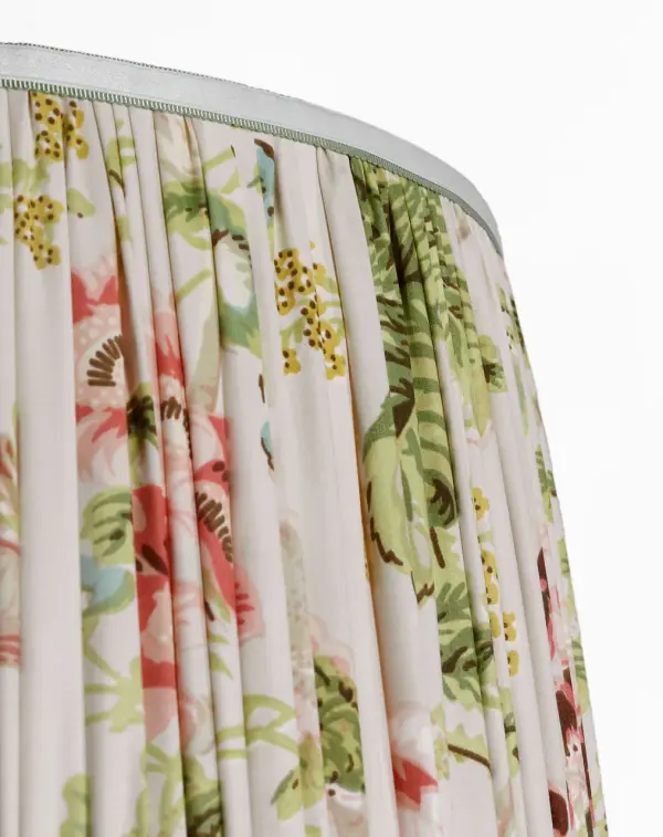 This 16" empire shade features Schumacher's signature Blush Salisbury Chintz fabric with refined pleating. The traditional floral pattern in soft blush tones adds sophisticated charm to any lamp base, perfect for classic interiors. - alternate view