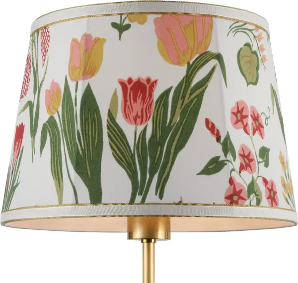 The Schumacher Pink Carly shade features a delicate floral pattern in soft pink tones on a classic empire silhouette. At 12 inches, it's perfectly sized for table lamps and creates warm, diffused lighting with designer fabric quality.