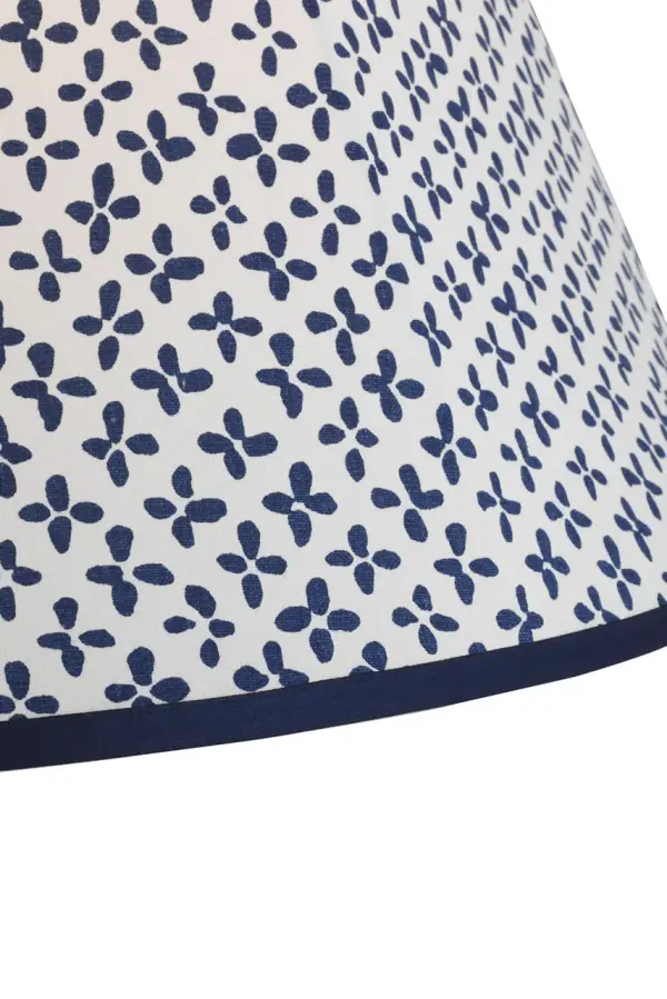 The Schumacher Blue Emerson shade brings sophisticated pattern and color to any lamp base. Its 20-inch diameter makes it ideal for medium to large table lamps, while the soft empire silhouette offers timeless elegance. - alternate view