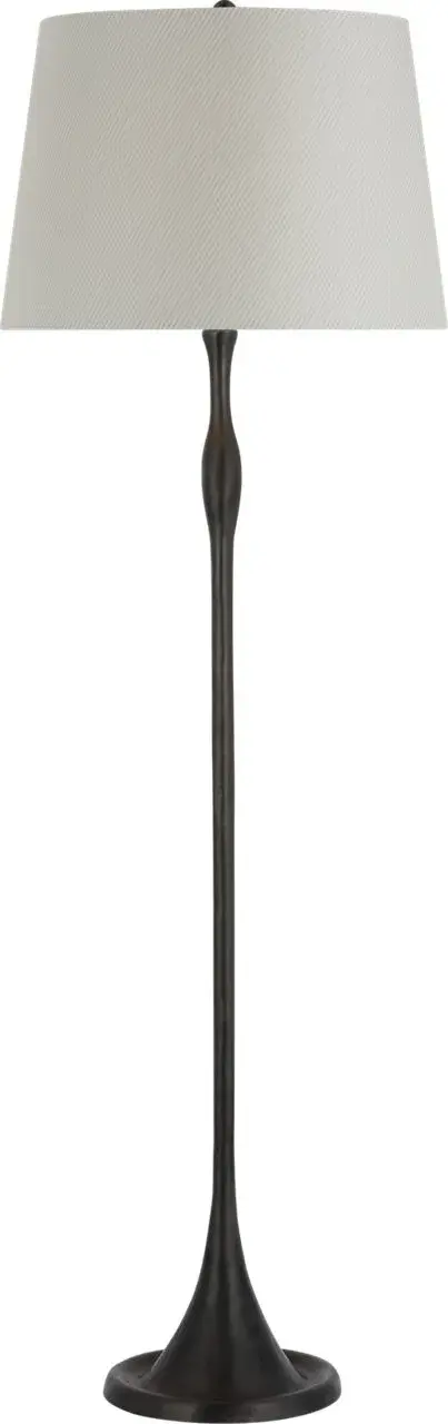 Romero Medium Floor Lamp in Bronze with Blue Charee Stripe Shade - Image 1