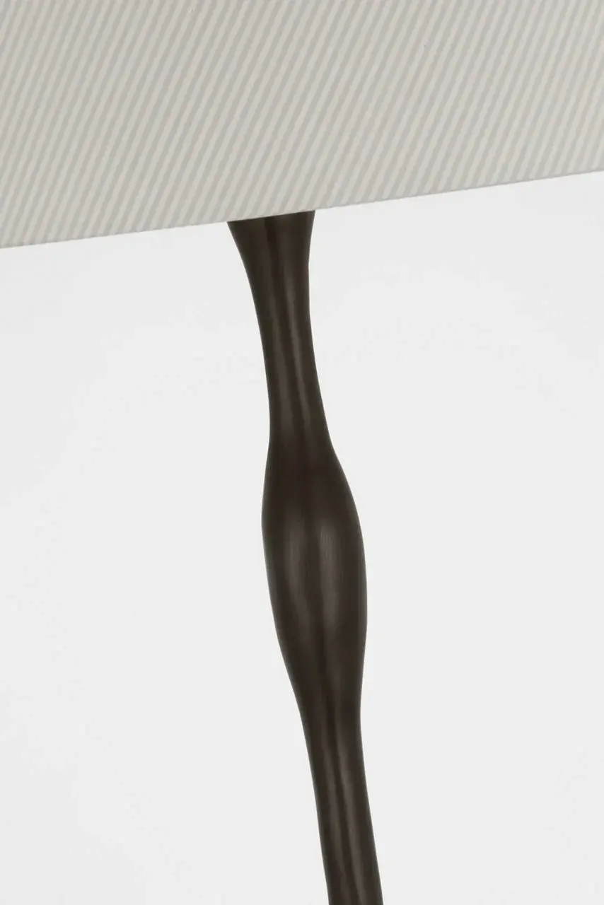 Romero Medium Floor Lamp in Bronze with Blue Charee Stripe Shade - Image 3