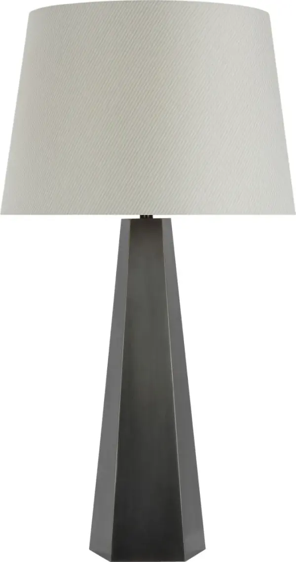 Zoran Medium Table Lamp in Bronze with Blue Charee Stripe Shade - Image 3