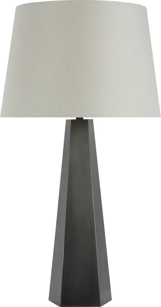 Zoran Medium Table Lamp in Bronze with Blue Charee Stripe Shade - Image 3