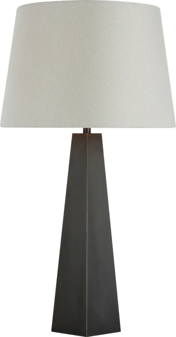 Zoran Medium Table Lamp in Bronze with Blue Charee Stripe Shade - Image 4