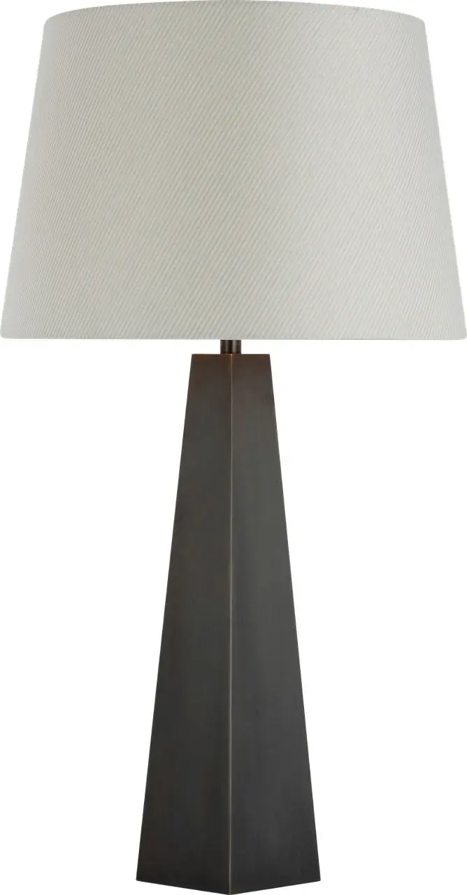 Zoran Medium Table Lamp in Bronze with Blue Charee Stripe Shade - Image 4