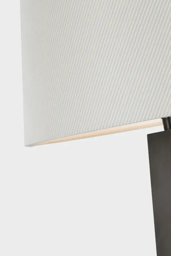 Zoran Medium Table Lamp in Bronze with Blue Charee Stripe Shade - Image 5