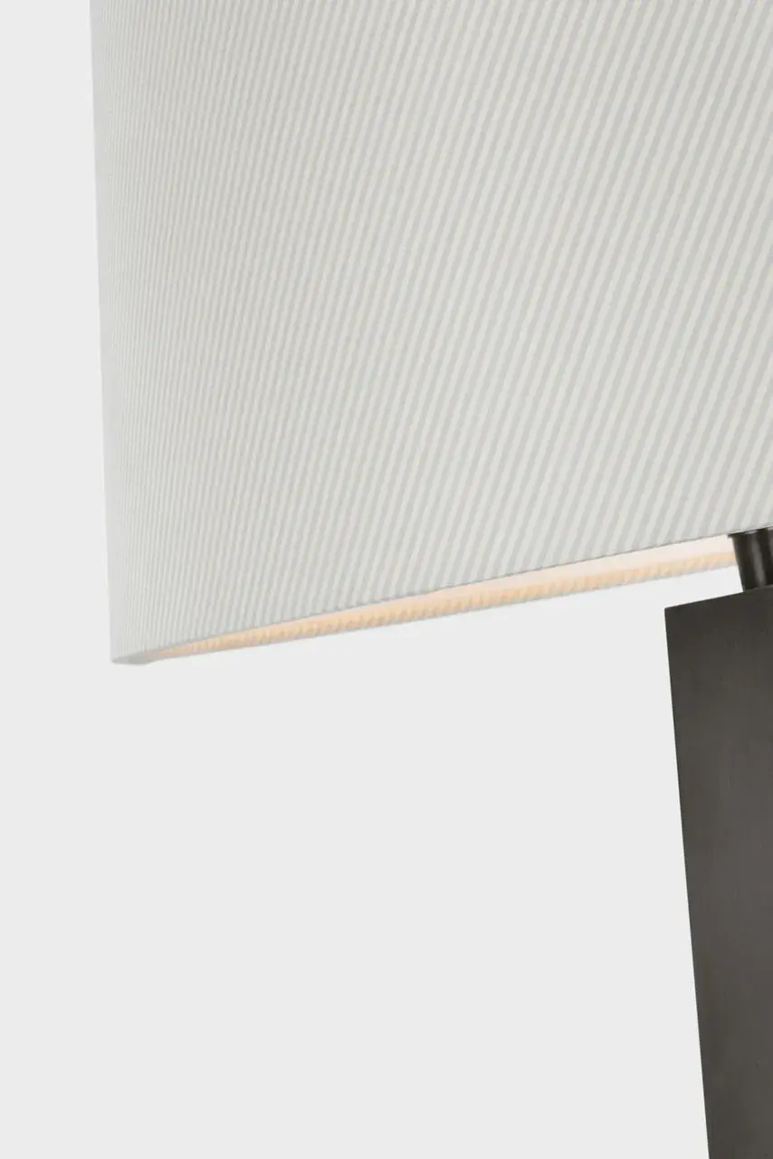 Zoran Medium Table Lamp in Bronze with Blue Charee Stripe Shade - Image 5