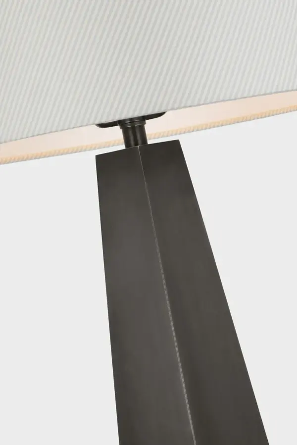 Zoran Medium Table Lamp in Bronze with Blue Charee Stripe Shade - Image 6