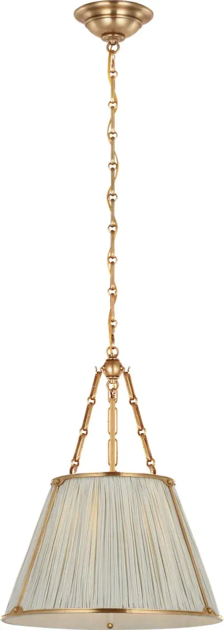 Allister 16" Hanging Shade in Hand-Rubbed Antique Brass with Blue Charee Stripe - Image 1