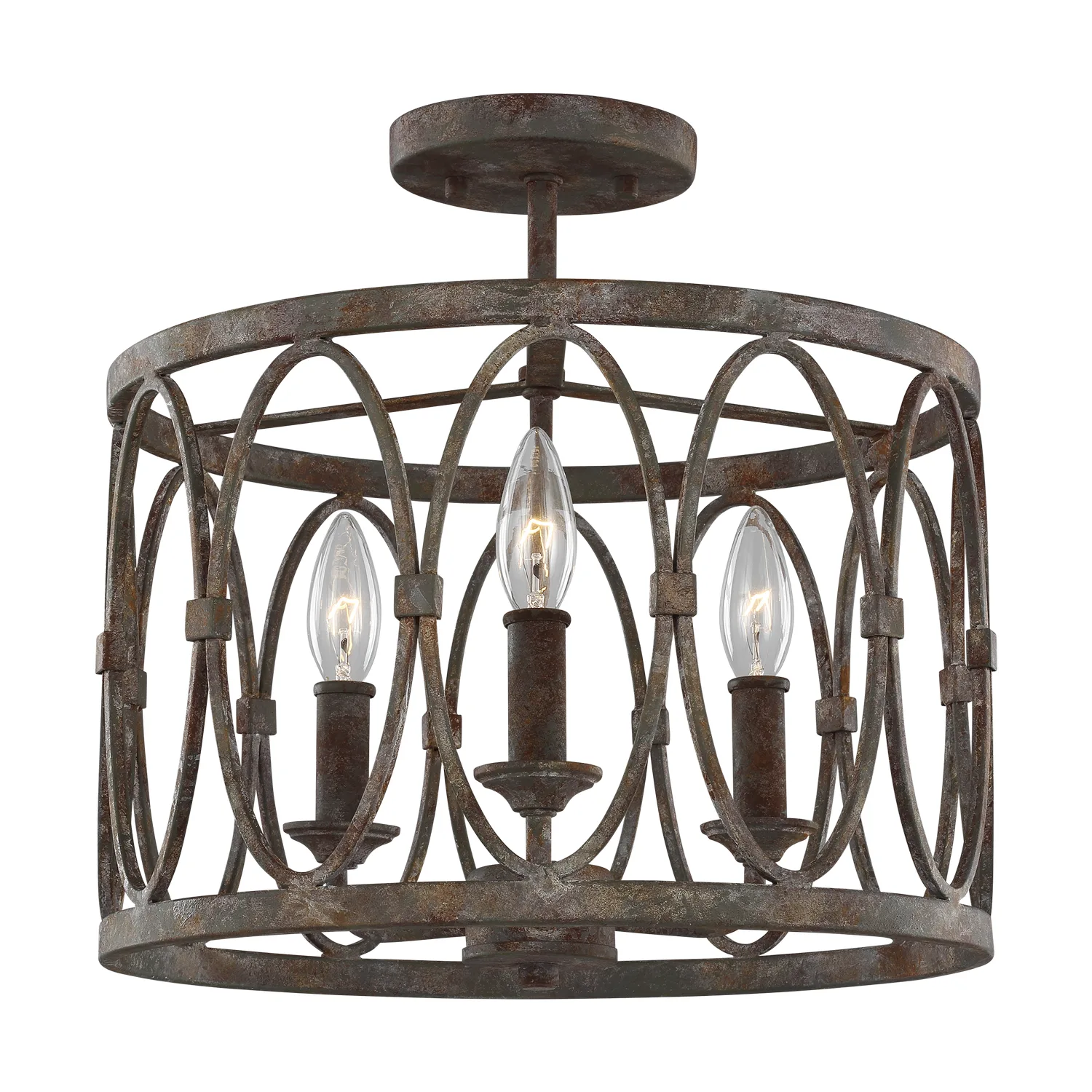 Patrice Three Light Semi-Flush Mount in Deep Abyss