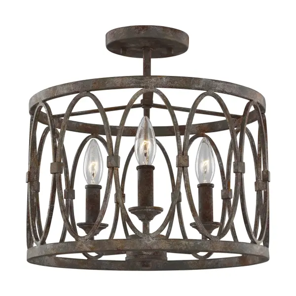 Patrice Three Light Semi-Flush Mount in Deep Abyss