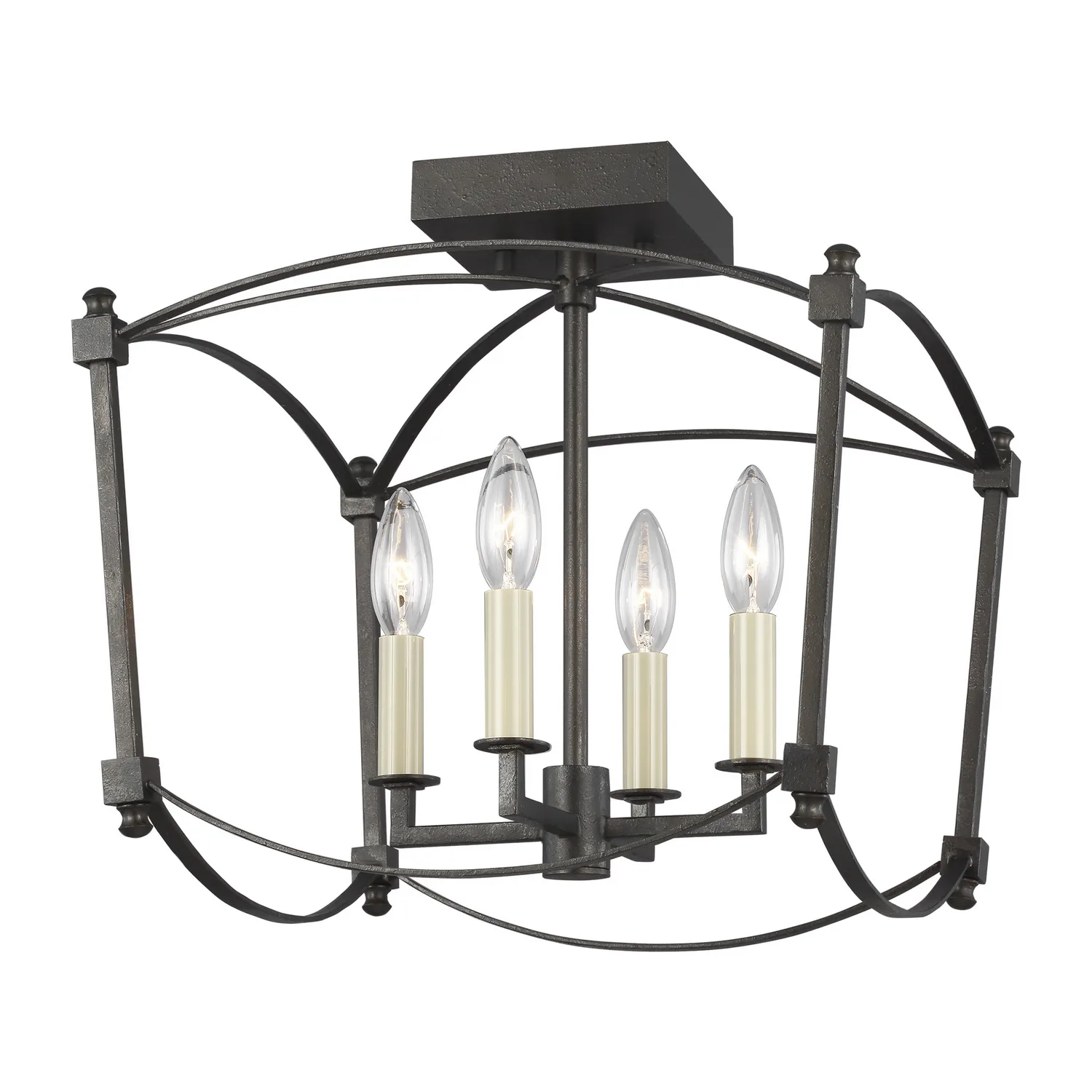 Thayer Four Light Semi-Flush Mount in Smith Steel