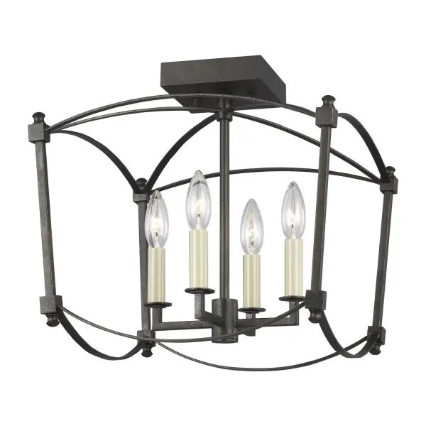 Thayer Four Light Semi-Flush Mount in Smith Steel