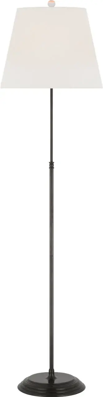 The Wyatt 52" floor lamp combines traditional bronze metalwork with a soft linen shade, creating versatile ambient lighting. Its transitional design bridges classic and contemporary aesthetics, making it adaptable to various interior styles.