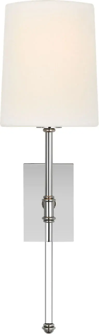 Camille 16" Sconce in Polished Nickel with Linen Shade - Image 1