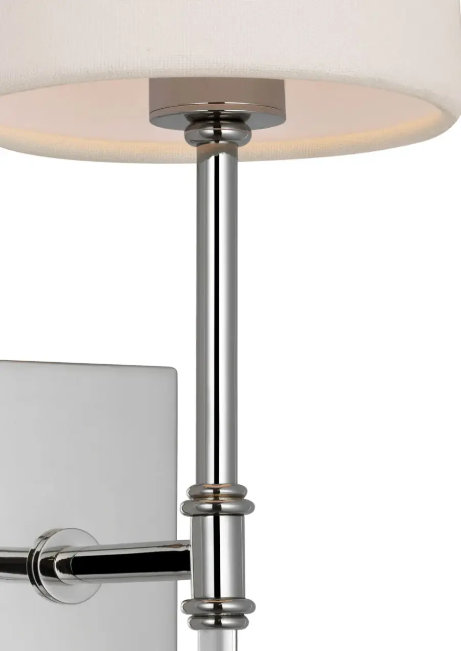 Camille 16" Sconce in Polished Nickel with Linen Shade - Image 3